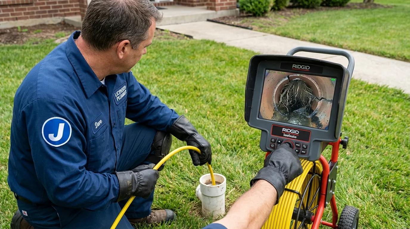 Sewer camera inspection being performed by Johns Plumbing LLC in Harrogate