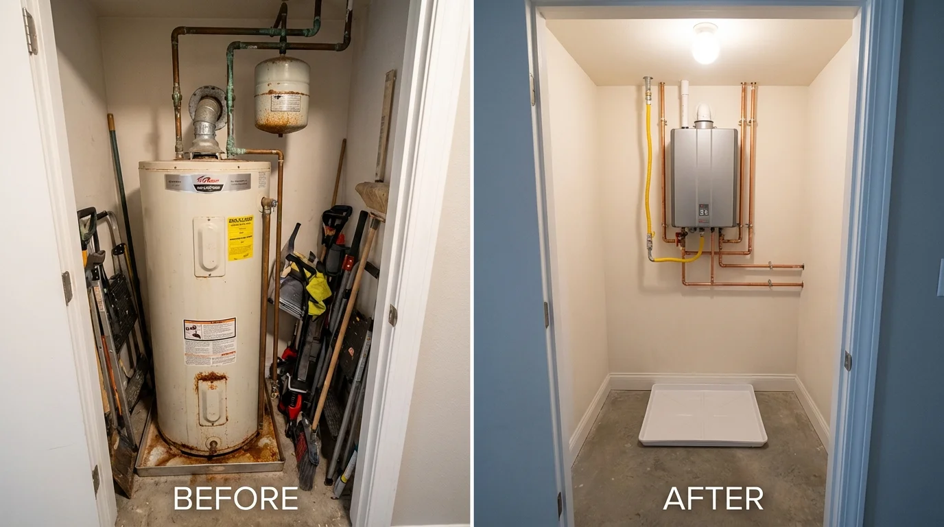 Tank water heater versus wall-mounted tankless unit comparison for Harrogate, TN homeowners